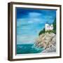 Lighthouse on the Rocky Shore II-Julie DeRice-Framed Art Print