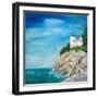 Lighthouse on the Rocky Shore II-Julie DeRice-Framed Art Print