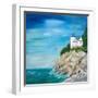 Lighthouse on the Rocky Shore II-Julie DeRice-Framed Art Print