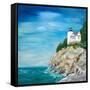 Lighthouse on the Rocky Shore II-Julie DeRice-Framed Stretched Canvas