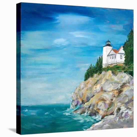 Lighthouse on the Rocky Shore II-Julie DeRice-Stretched Canvas