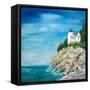 Lighthouse on the Rocky Shore II-Julie DeRice-Framed Stretched Canvas