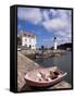 Lighthouse on Waterfront, Port Sauzon, Belle Ile En Mer, Brittany, France-Guy Thouvenin-Framed Stretched Canvas