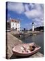 Lighthouse on Waterfront, Port Sauzon, Belle Ile En Mer, Brittany, France-Guy Thouvenin-Stretched Canvas