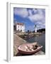 Lighthouse on Waterfront, Port Sauzon, Belle Ile En Mer, Brittany, France-Guy Thouvenin-Framed Photographic Print