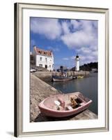 Lighthouse on Waterfront, Port Sauzon, Belle Ile En Mer, Brittany, France-Guy Thouvenin-Framed Photographic Print