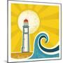 Lighthouse Poster.Vector Vintage Illustration on Old Paper-Tancha-Mounted Art Print