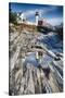 Lighthouse Reflection, Pemaquid Point, Maine-George Oze-Stretched Canvas