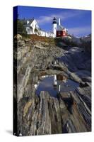 Lighthouse Reflection Pemaquid Point Maine-George Oze-Stretched Canvas