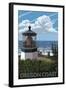 Lighthouse Scene - Oregon Coast-Lantern Press-Framed Art Print