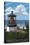 Lighthouse Scene - Oregon Coast-Lantern Press-Stretched Canvas