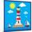 Lighthouse,Sea,Yacht,Landscape,Vector,Cartoon,Illustration-Svetlana Peskin-Mounted Art Print