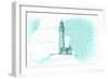 Lighthouse - Teal - Coastal Icon-Lantern Press-Framed Art Print