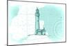 Lighthouse - Teal - Coastal Icon-Lantern Press-Mounted Art Print