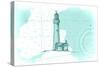 Lighthouse - Teal - Coastal Icon-Lantern Press-Stretched Canvas