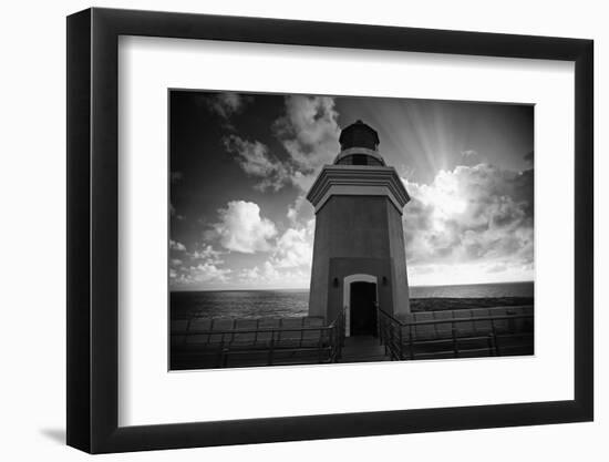 Lighthouse with Dramatic Sky-George Oze-Framed Photographic Print