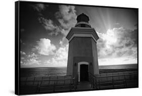 Lighthouse with Dramatic Sky-George Oze-Framed Stretched Canvas