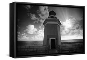 Lighthouse with Dramatic Sky-George Oze-Framed Stretched Canvas