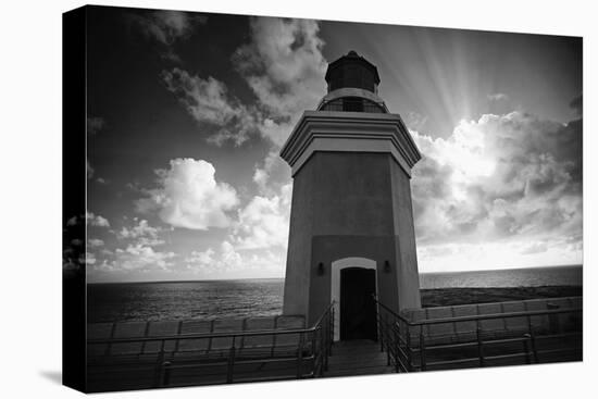 Lighthouse with Dramatic Sky-George Oze-Stretched Canvas