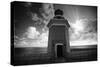 Lighthouse with Dramatic Sky-George Oze-Stretched Canvas