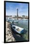 Lighthouse with pier and boats, Penmarch, Finistere, Brittany, France, Europe-Francesco Vaninetti-Framed Premium Photographic Print