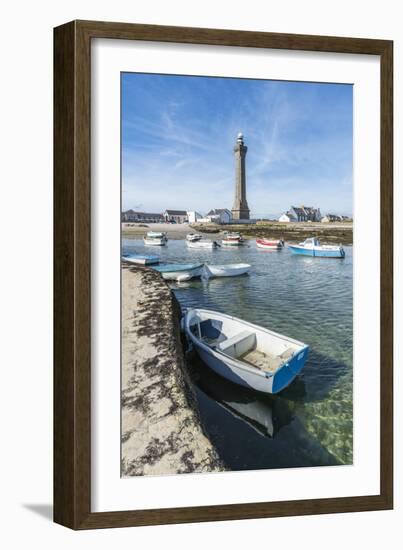 Lighthouse with pier and boats, Penmarch, Finistere, Brittany, France, Europe-Francesco Vaninetti-Framed Photographic Print