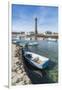 Lighthouse with pier and boats, Penmarch, Finistere, Brittany, France, Europe-Francesco Vaninetti-Framed Photographic Print