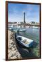 Lighthouse with pier and boats, Penmarch, Finistere, Brittany, France, Europe-Francesco Vaninetti-Framed Photographic Print