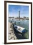 Lighthouse with pier and boats, Penmarch, Finistere, Brittany, France, Europe-Francesco Vaninetti-Framed Premium Photographic Print