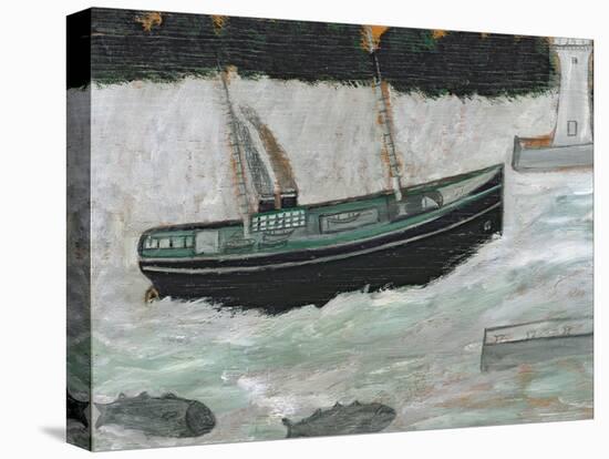 Lighthouse with Trawler and Fish-Alfred Wallis-Stretched Canvas