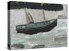 Lighthouse with Trawler and Fish-Alfred Wallis-Stretched Canvas