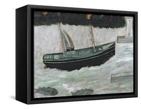 Lighthouse with Trawler and Fish-Alfred Wallis-Framed Stretched Canvas