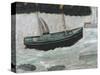 Lighthouse with Trawler and Fish-Alfred Wallis-Stretched Canvas