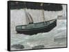 Lighthouse with Trawler and Fish-Alfred Wallis-Framed Stretched Canvas