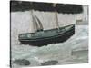 Lighthouse with Trawler and Fish-Alfred Wallis-Stretched Canvas