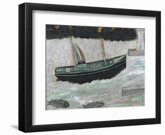 Lighthouse with Trawler and Fish-Alfred Wallis-Framed Giclee Print