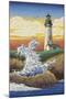 Lighthouse - Woodblock Print-Lantern Press-Mounted Art Print
