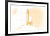 Lighthouse - Yellow - Coastal Icon-Lantern Press-Framed Premium Giclee Print