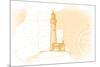 Lighthouse - Yellow - Coastal Icon-Lantern Press-Mounted Premium Giclee Print