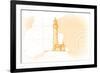 Lighthouse - Yellow - Coastal Icon-Lantern Press-Framed Art Print