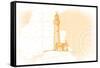 Lighthouse - Yellow - Coastal Icon-Lantern Press-Framed Stretched Canvas