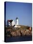Lighthouse, York, Maine, USA-Walter Bibikow-Stretched Canvas