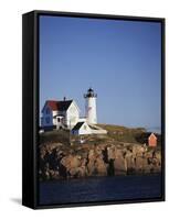 Lighthouse, York, Maine, USA-Walter Bibikow-Framed Stretched Canvas