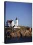 Lighthouse, York, Maine, USA-Walter Bibikow-Stretched Canvas