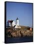 Lighthouse, York, Maine, USA-Walter Bibikow-Framed Stretched Canvas