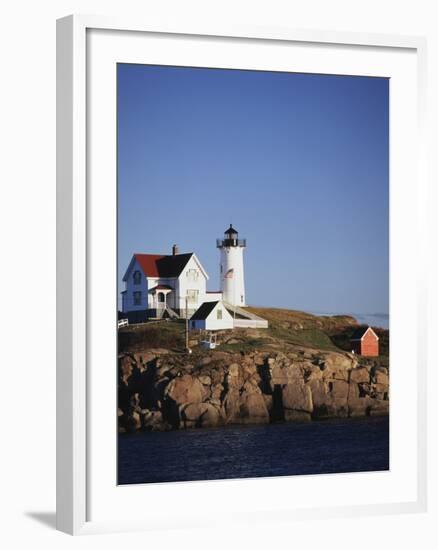 Lighthouse, York, Maine, USA-Walter Bibikow-Framed Premium Photographic Print