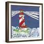 Lighthouse2A    dark sky, turbulent water, rough seas, little house-Robbin Rawlings-Framed Art Print