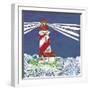 Lighthouse2A    dark sky, turbulent water, rough seas, little house-Robbin Rawlings-Framed Art Print
