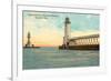 Lighthouses, Kenosha, Wisconsin-null-Framed Premium Giclee Print