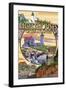 Lighthouses of Maine Montage-Lantern Press-Framed Art Print